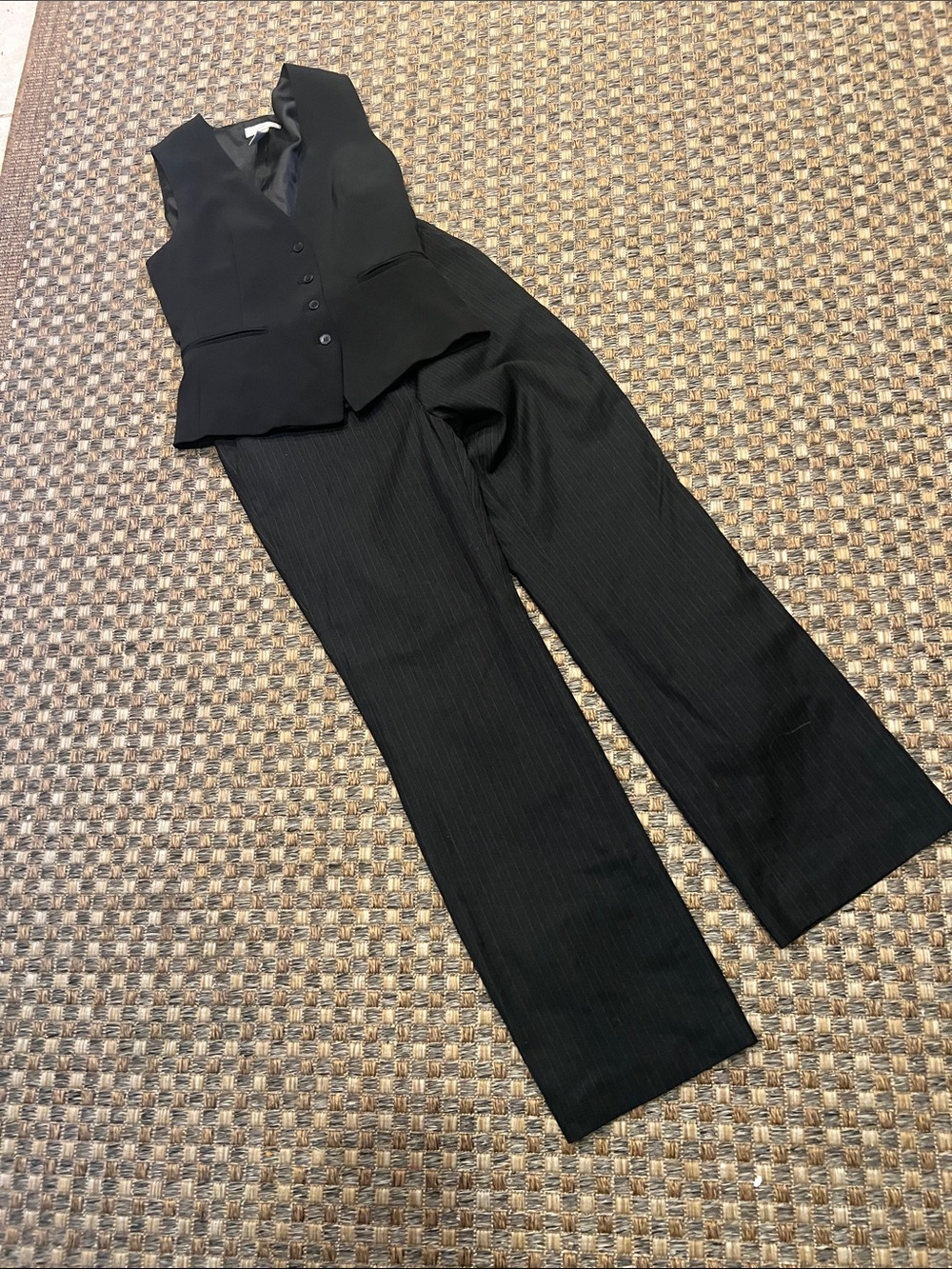 H&M Black Pinstripe Wide-Leg Trousers with Matching Vest. Calvin Klein 6P pants